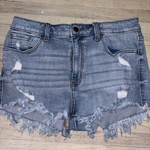 Studio Blue Light Denim Shorts Women’s Size 10 30 Waist Cut Off Raw Hem